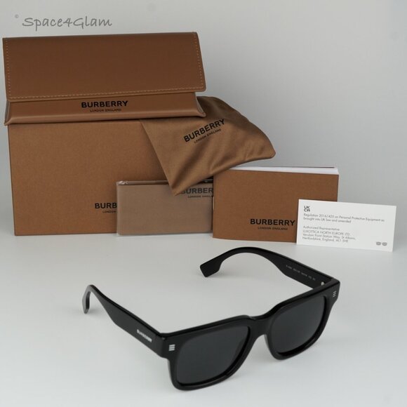 BRAND NEW Burberry BE4394 300187 Black Dark Grey Unisex Square Sunglasses - Picture 7 of 12